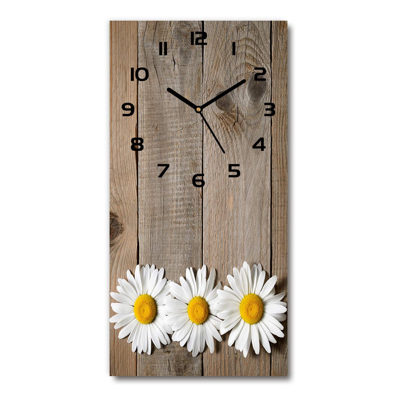 Horloge en verre 30x60cm silencieuse de salon design au motif floral Tulup