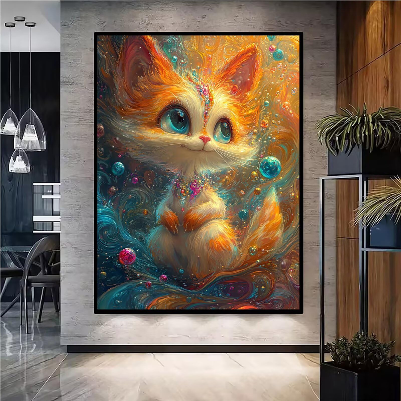 Diamond Painting Kit Completo, Diamond Painting Fumetto, 5D Quadrato Pittura Diamante Kit Manualidades Adultos DIY Diamantini Crystal Art Disegni Ricamo Punto Croce Artigianale, 80x100cm Fox j0-669
