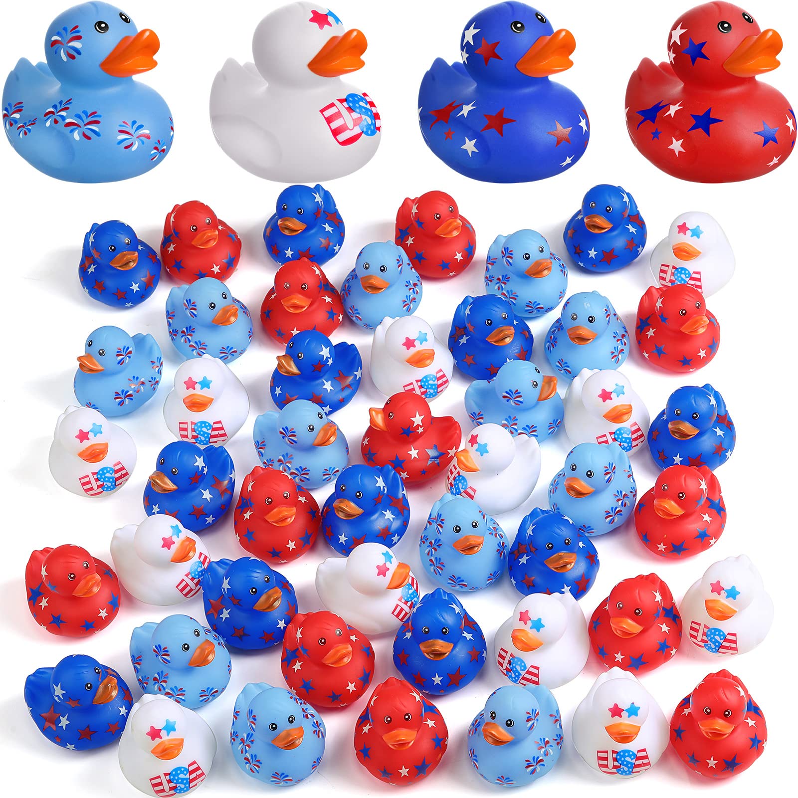 Jerify 12 Pcs 2 Inch Patriotic Rubber Ducks Summer Small Shower Float Rubber Ducks Star Rubber Ducky for Bath Birthday Gifts Baby Showers Beach Pool 4th of July Independence Day (Classic)