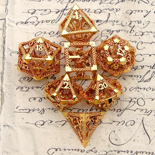 Miniatura 4 de HNCCESG Dados D y D, dados de metal DND de 7 piezas, juego de dados de Calabozos y Dragones, dados poliédricos para juegos de rol, dados huecos para