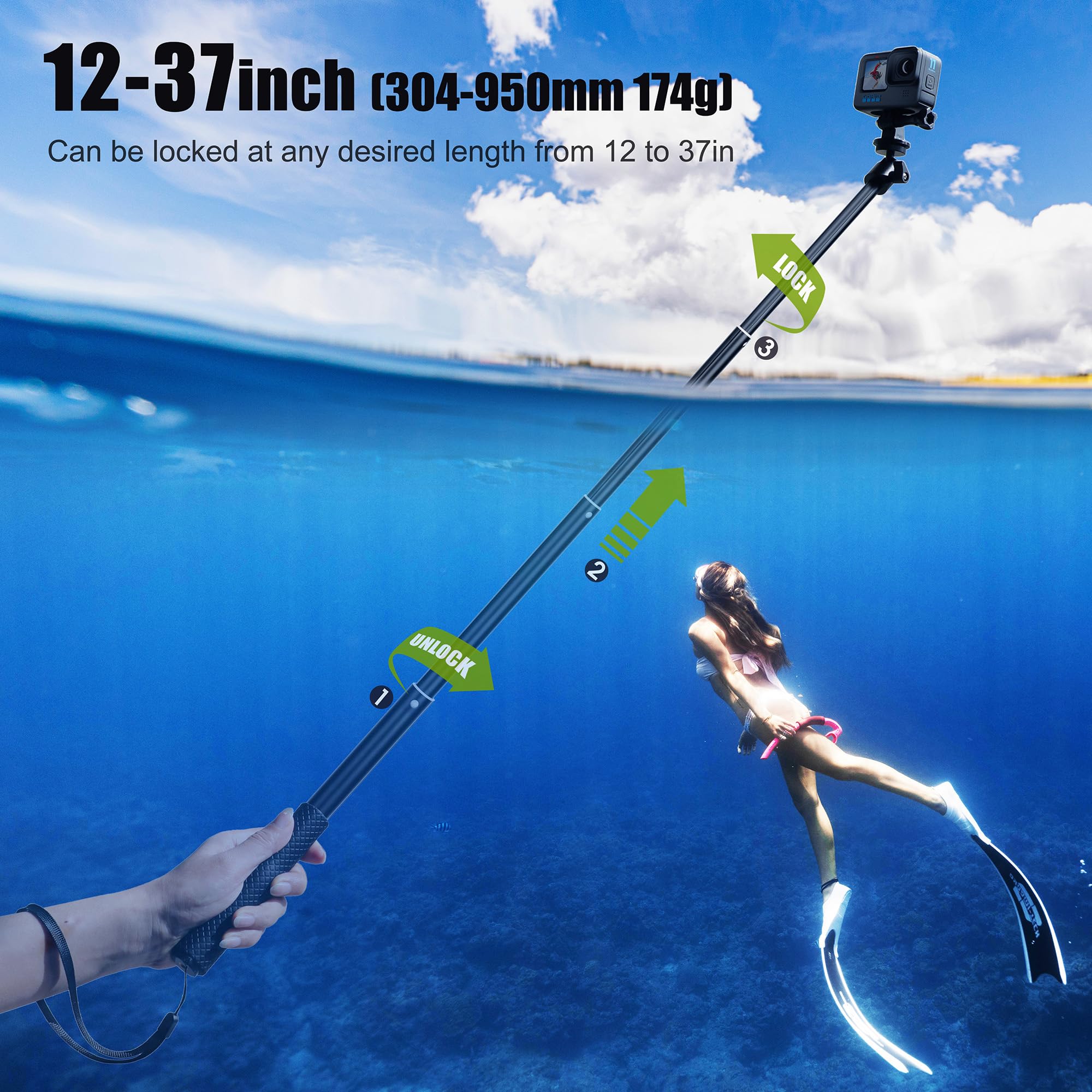 Jual Telesin Selfie Stick Waterproof Monopod 360 Rotation Ball Head Di Seller Circlet