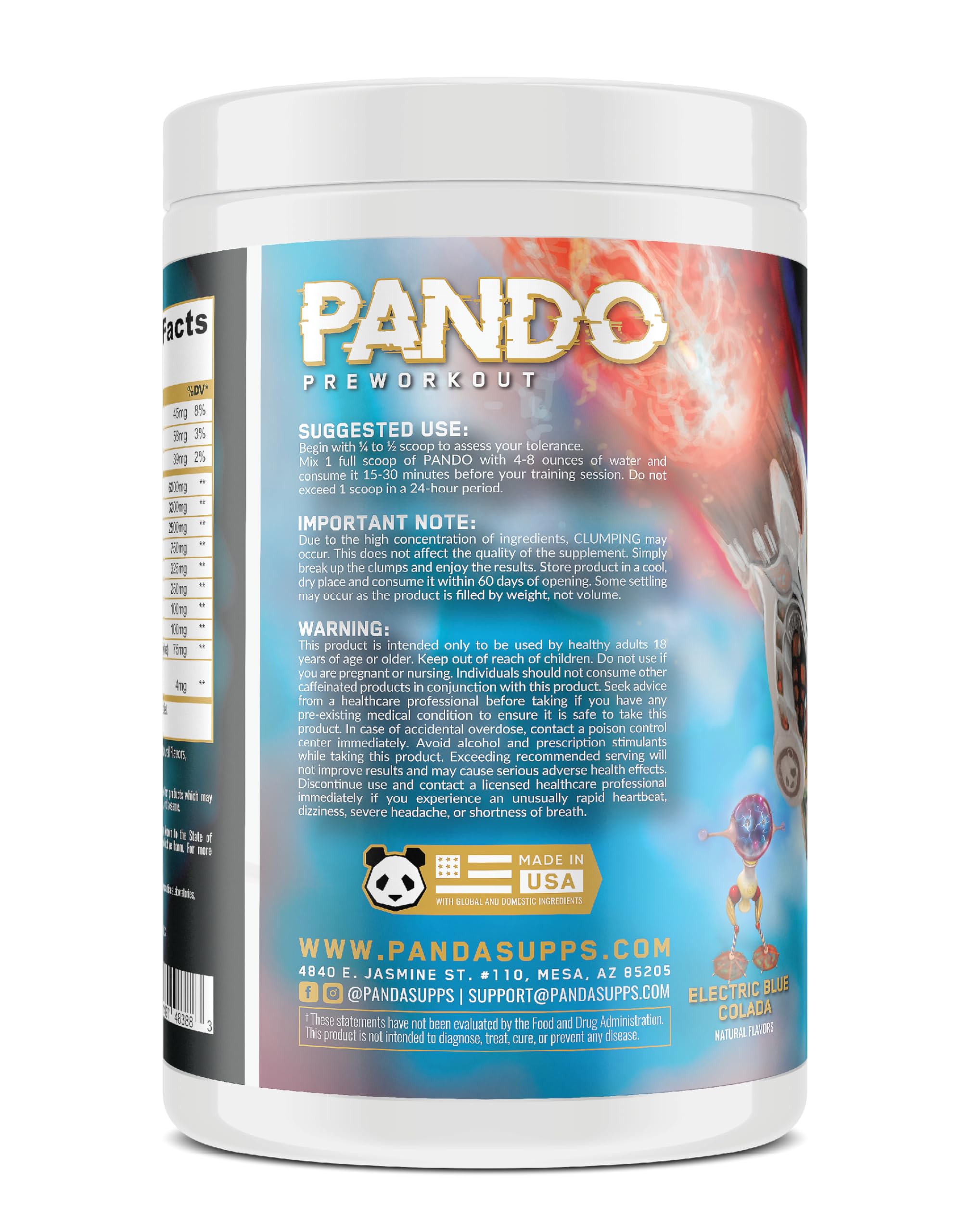 Underground Bio Labs Panda Supps: Pando Pre-Workout | 400mg Fast and Extended Release Caffeine | 6G L-Citrulline for Maximum Pumps and Endurance | 25 Servings (Berry Lime Reactor) — Amazon image 5