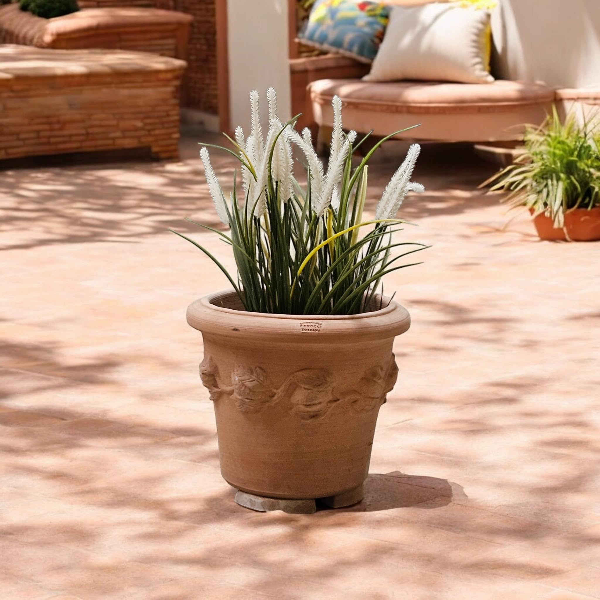 teramico Lot de Pieds élégants pour Pots de Fleurs | Dessous Terre Cuite 7,7x7,7x2cm | Protection Contre l'humidité | Robuste & Durable | Absolument résistant au Gel (Lot de 12)