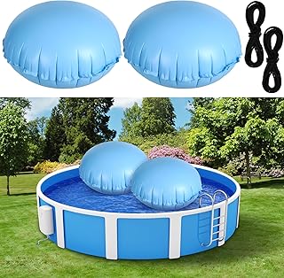 Pool Pillows for Above Ground Pools 4 x 4 ft Pool Air Pillow with Ropes PVC Ice Equalizer Air Pillow Inflatable Pool Winter Pillow Round Winter Pool Ball Swimming Pool Accessories Pool Pillows (3 Pcs)
