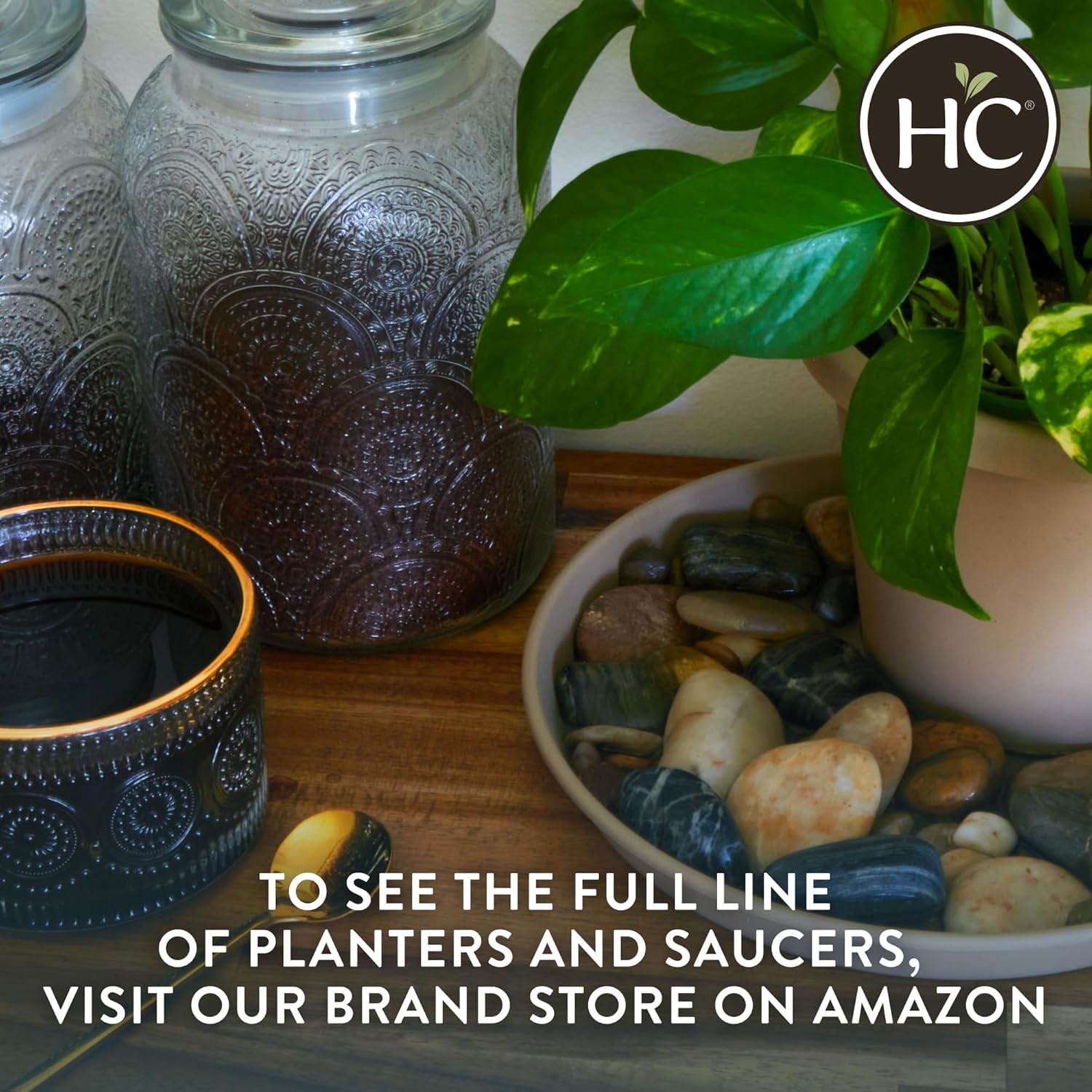 The HC Companies 12 Inch Prima Round Planter Pots with Drainage Holes and Rolled Rim, Lightweight UV-Resistant Plastic Indoor & Outdoor Planters, 2-Pack Flower Pots for Garden & Home Decor, Evergreen