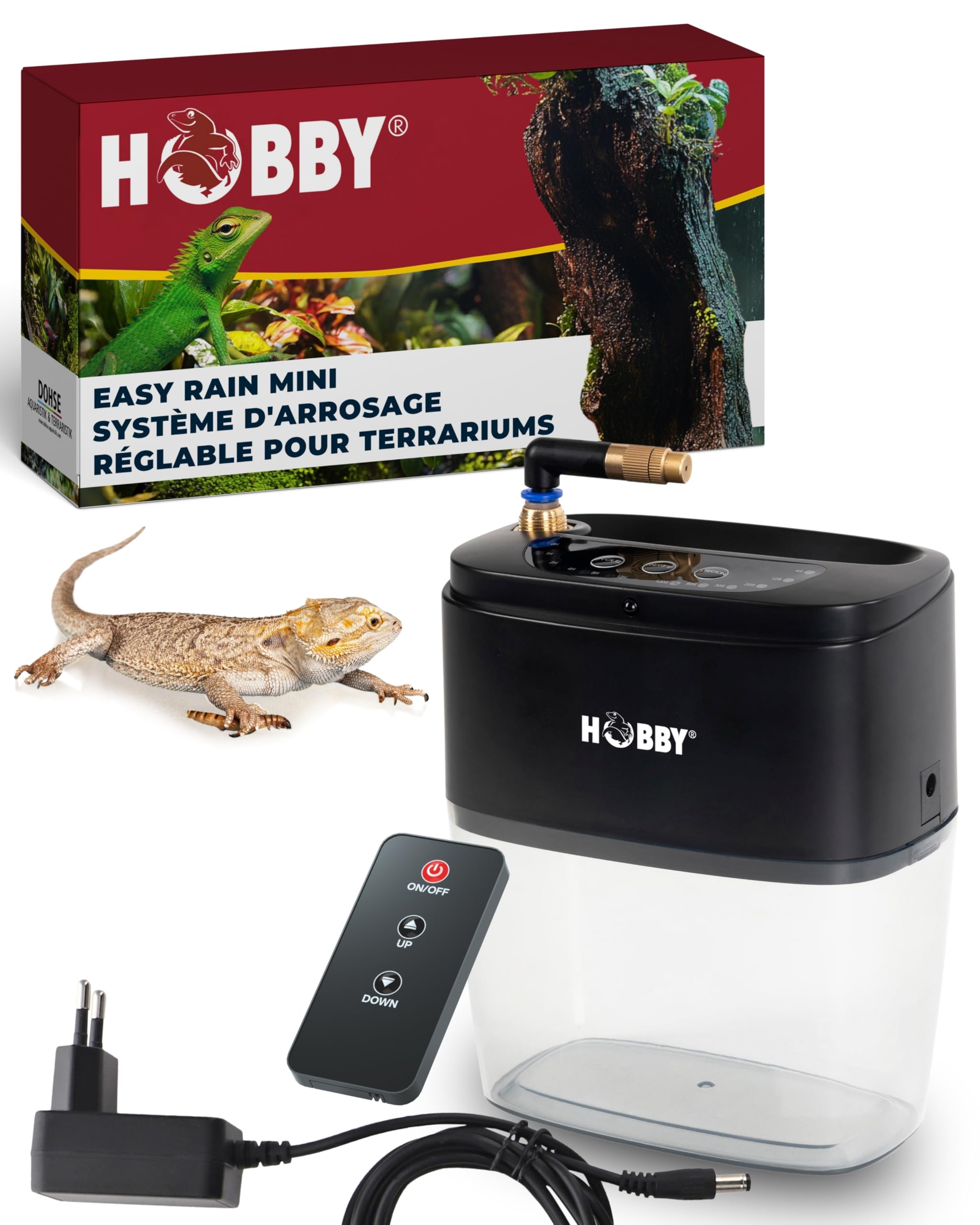 Hobby Terraristik Easy Rain Mini | Système d’arrosage automatique pour terrariums | Irrigation réglable pour reptiles, amphibiens et habitats végétaux