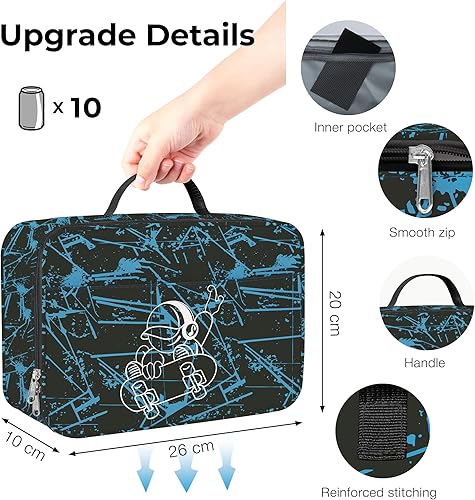 Miniatura 6 de Clastyle Gamer - Lonchera térmica para niños, bolsa térmica grande para niños, para picnic, escuela, lonchera, monopatín