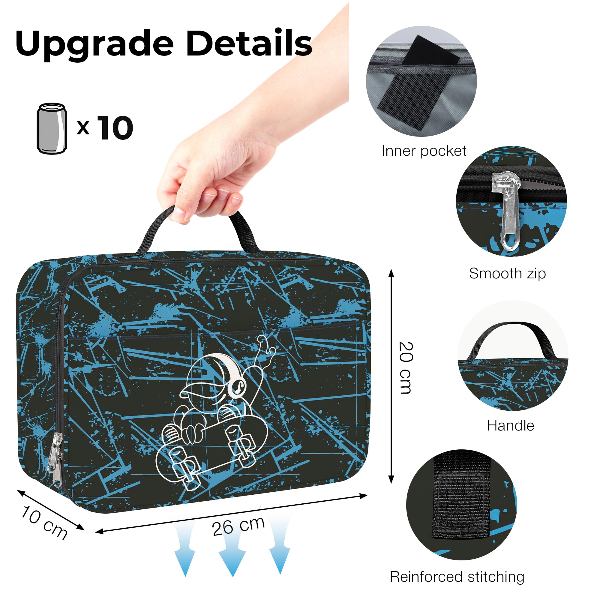 Sac Isotherme Enfant Monbento Frosty - 5L, Motif Loup, Personnalisable, Idéal Pour école, Pique-nique Et Sorties