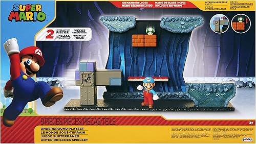Miniatura 7 de Juego subterráneo SUPER MARIO con figura de acción Ice Mario incluye 2 piezas de entorno interactivas, verde