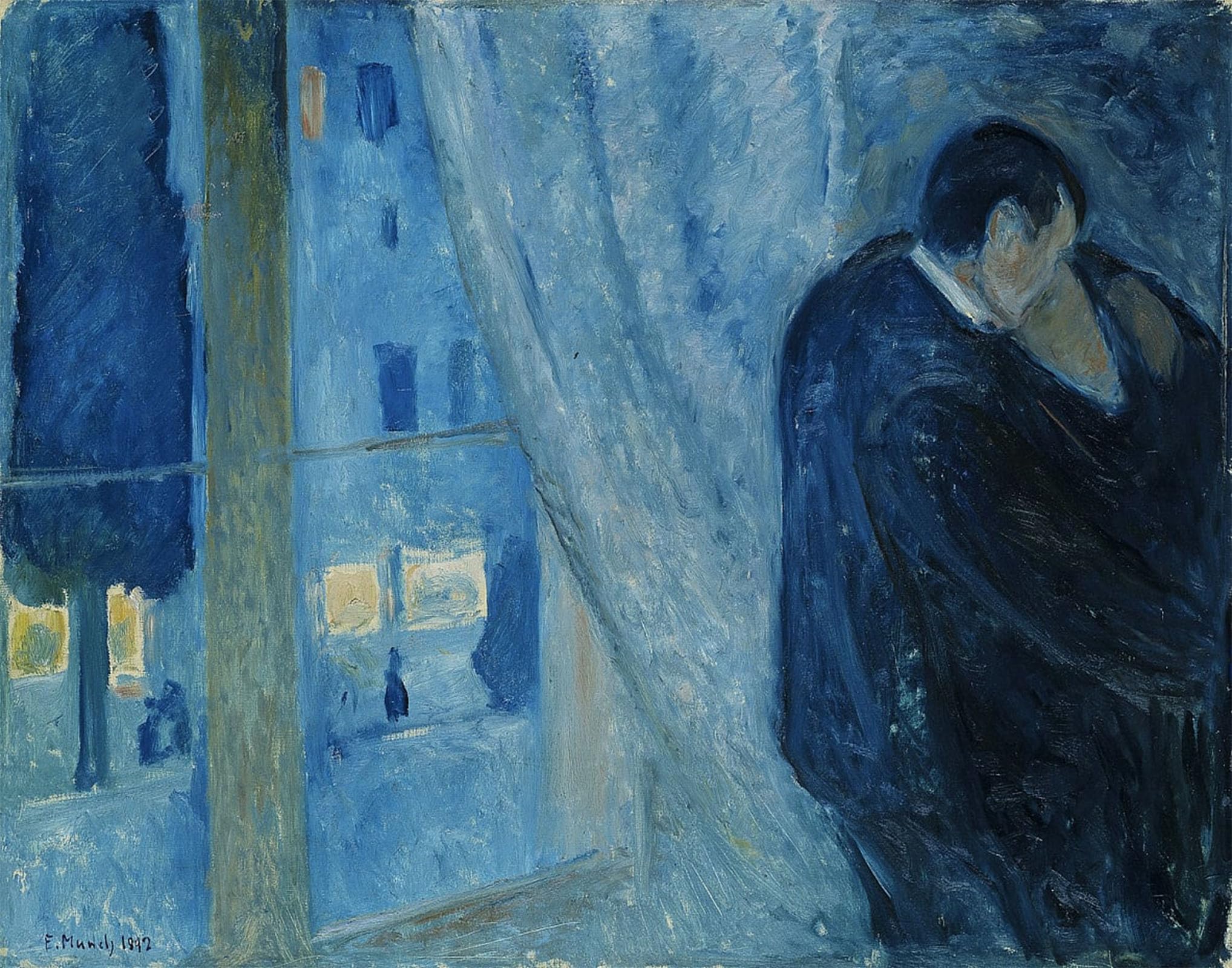Artxlxxbn No Frame Famous Print Painting Colorful Art Print Kiss By The Window By Edvard Munch Canvas Art Decorations For Home Decor 60X90cm
