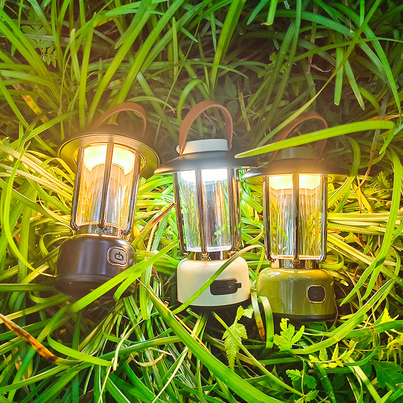 Lampe De Camping LED AuRiver - Lanterne USB Rechargeable 3 Modes, Lampe Poche Suspendable, Noir
