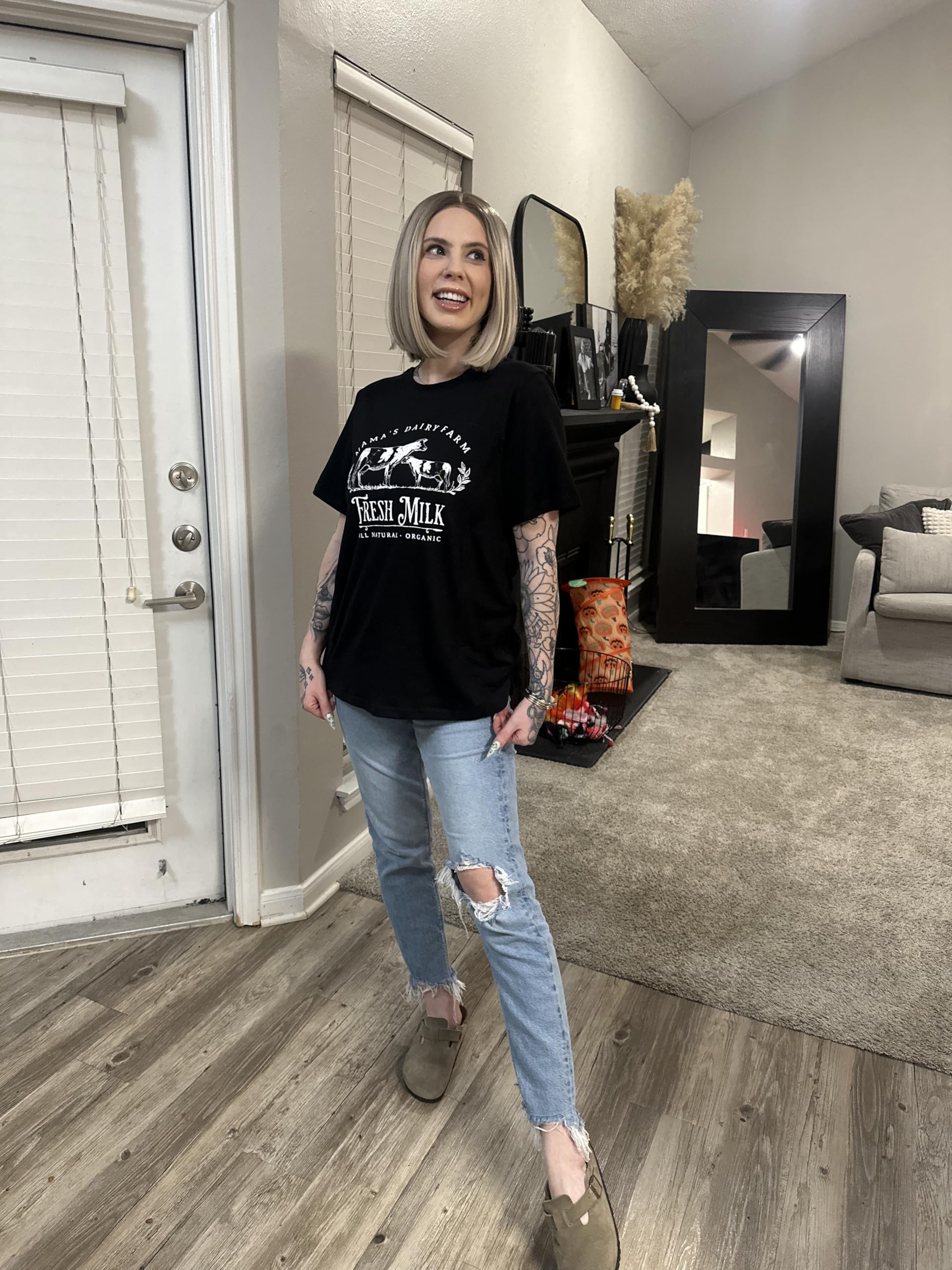 Komfort-Stillshirts für Damen, Reißverschluss, Still-Top, Causal Distressed Acid Washed Umstands-T-Shirts