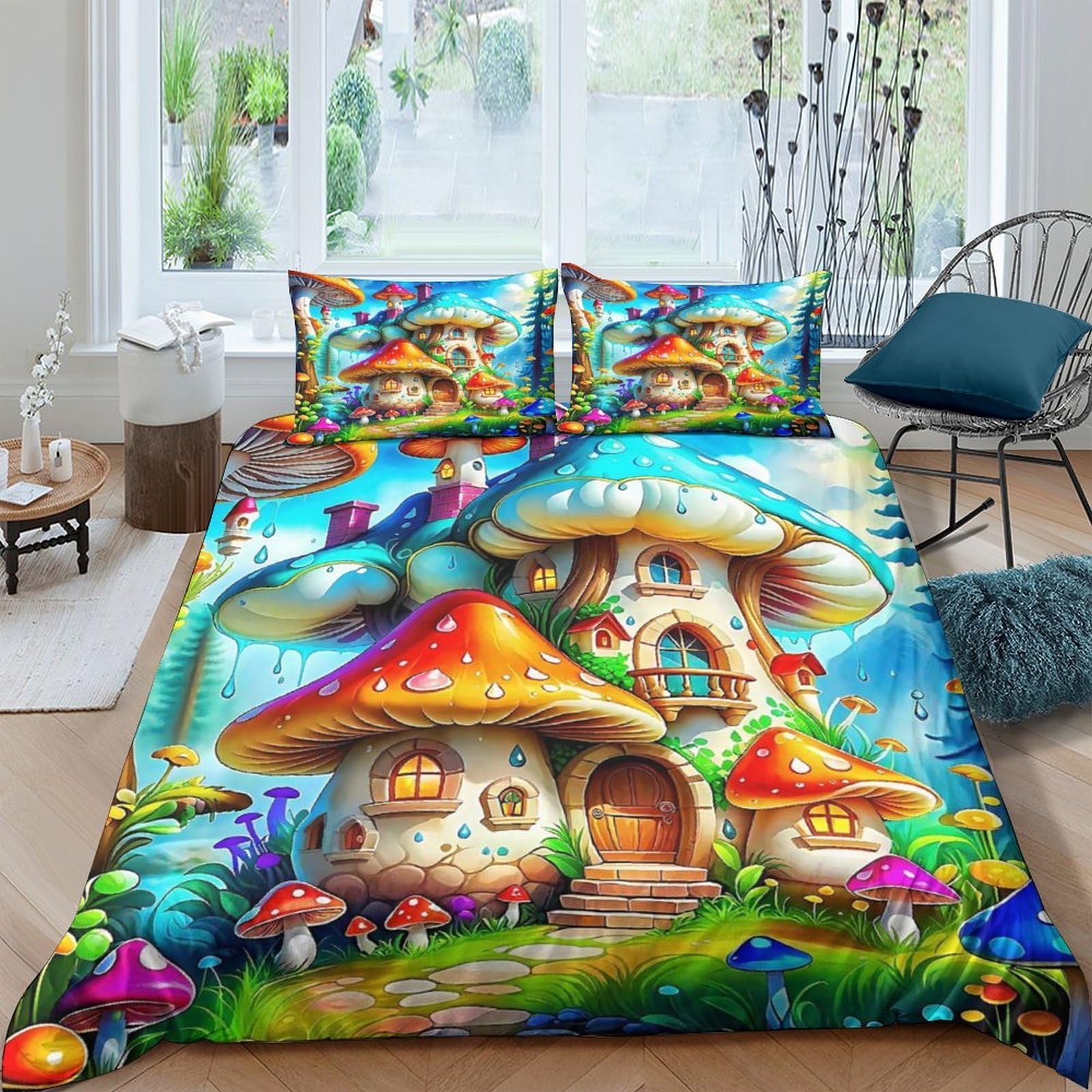Parure de lit housse de couette 3D motif imprimé magnifique en microfibre confort double