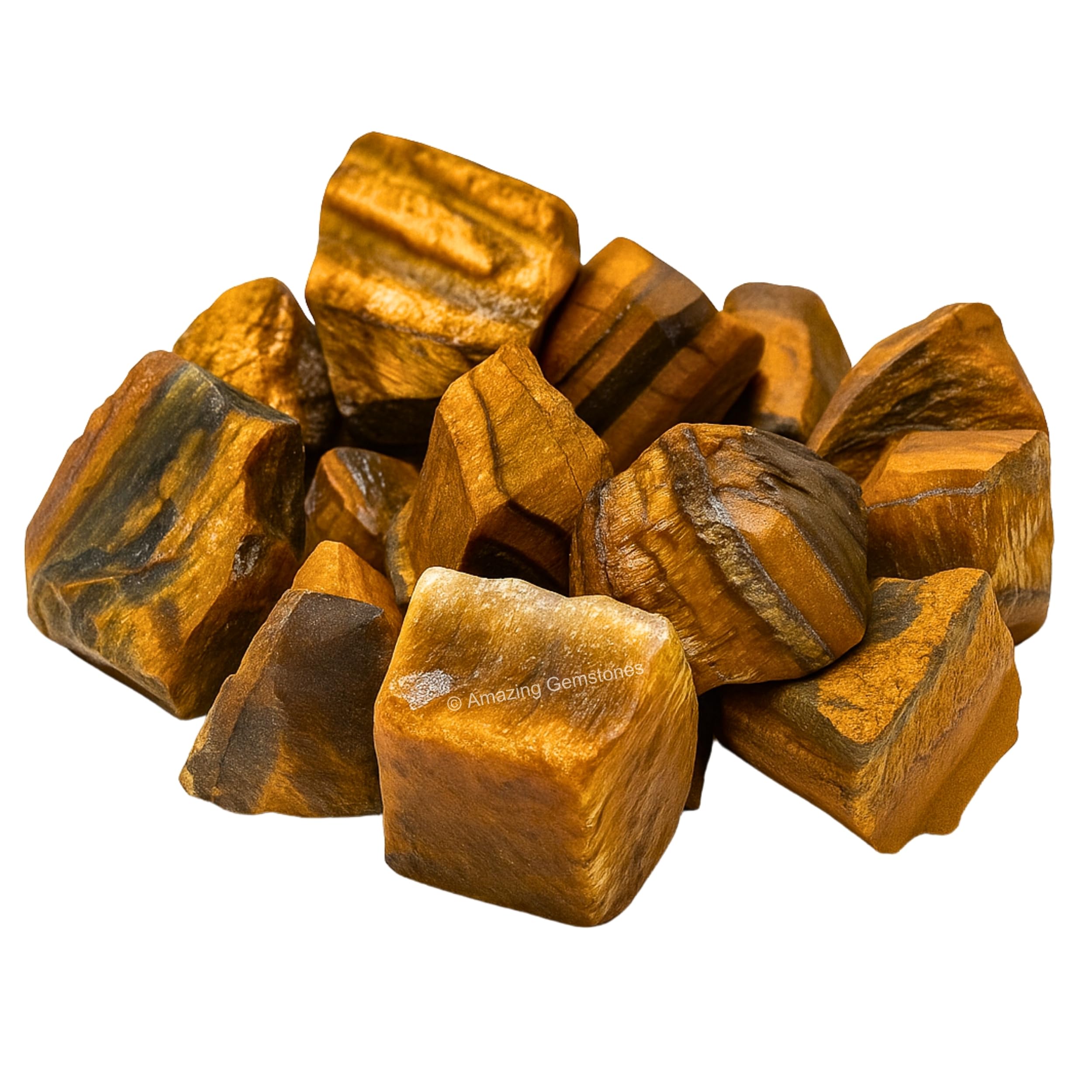 Amazing Gemstone Tiger Eye Raw Crystals and Healing Stones, Natural Rocks for Tumbling and DIY Raw Stones and Crystals (5 Pieces)