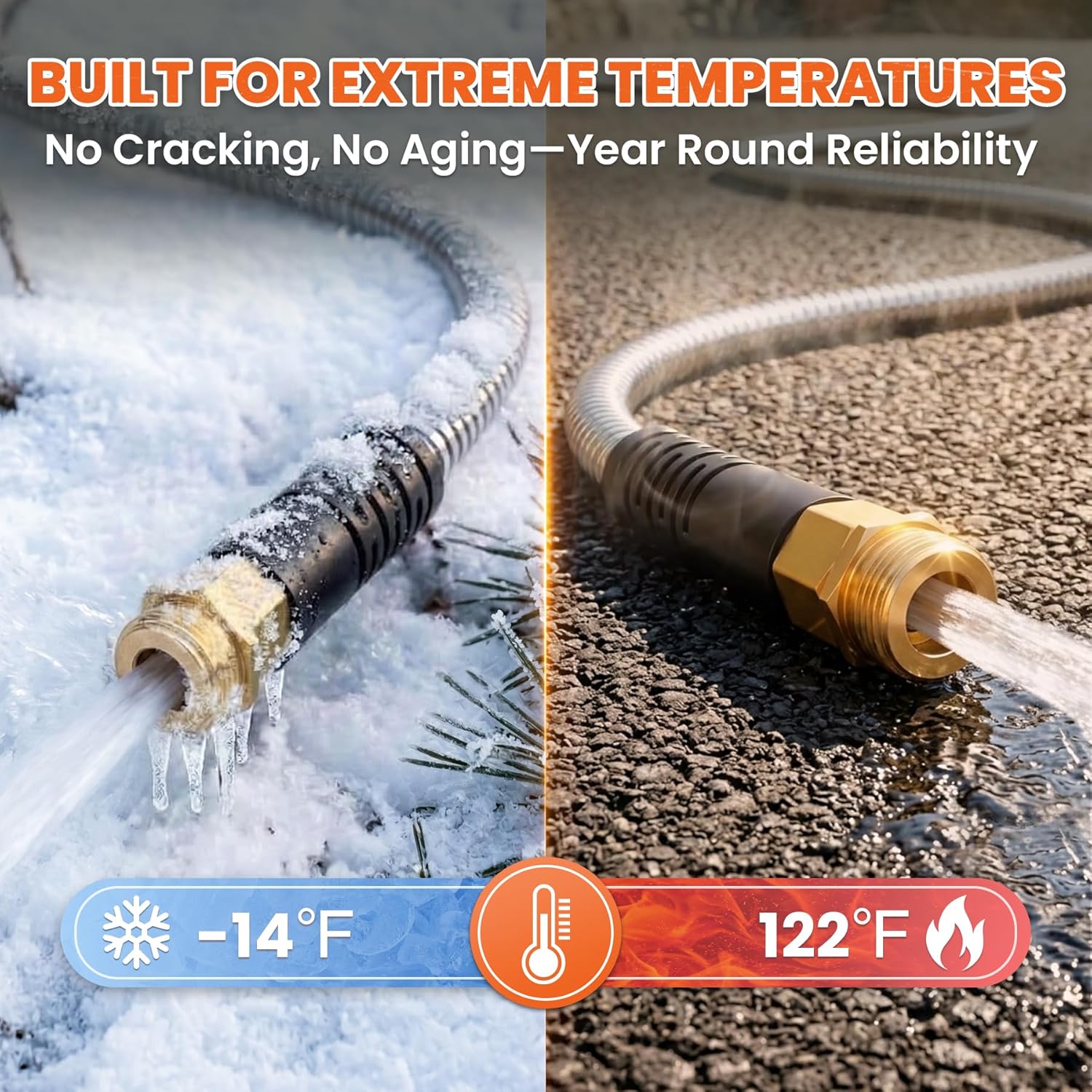 Cesun 100 ft Metal Garden Hose, Stainless Steel Heavy Duty Water Hose With 10 Function Nozzle, No Kink & Flexible, Lightweight and Durable, Rust Proof for Yard, RV, Pet Bath, Outdoor, 100 foot x 5/8"