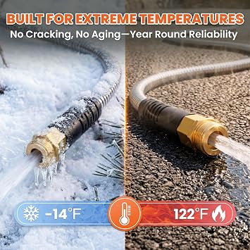 Cesun 50 ft Metal Garden Hose, Stainless Steel Heavy Duty Water Hose With 10 Function Nozzle, No Kink & Flexible, Lightweight and Durable, Rust Proof for Yard, RV, Pet Bath, Outdoor, 50 foot x 5/8