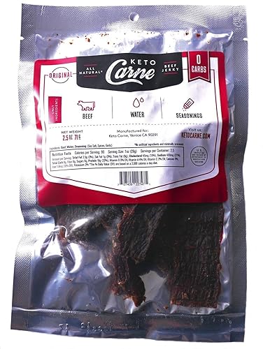 KETO CARNE Carne seca saludable keto y baja en carbohidratos  0.00 oz de carbohidratos  0.00 oz de azúcar  Sin azúcar, cero carbohidratos  Sin