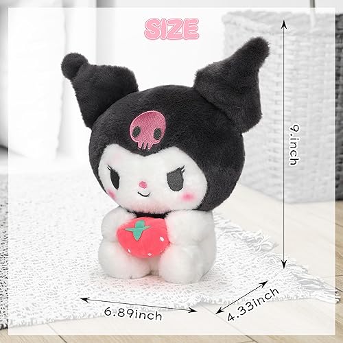 Miniatura 2 de Lindos juguetes de peluche de 9 pulgadas, muñeca de peluche de dibujos animados con corazón de amor de fresa, almohada de felpa suave para abrazar,
