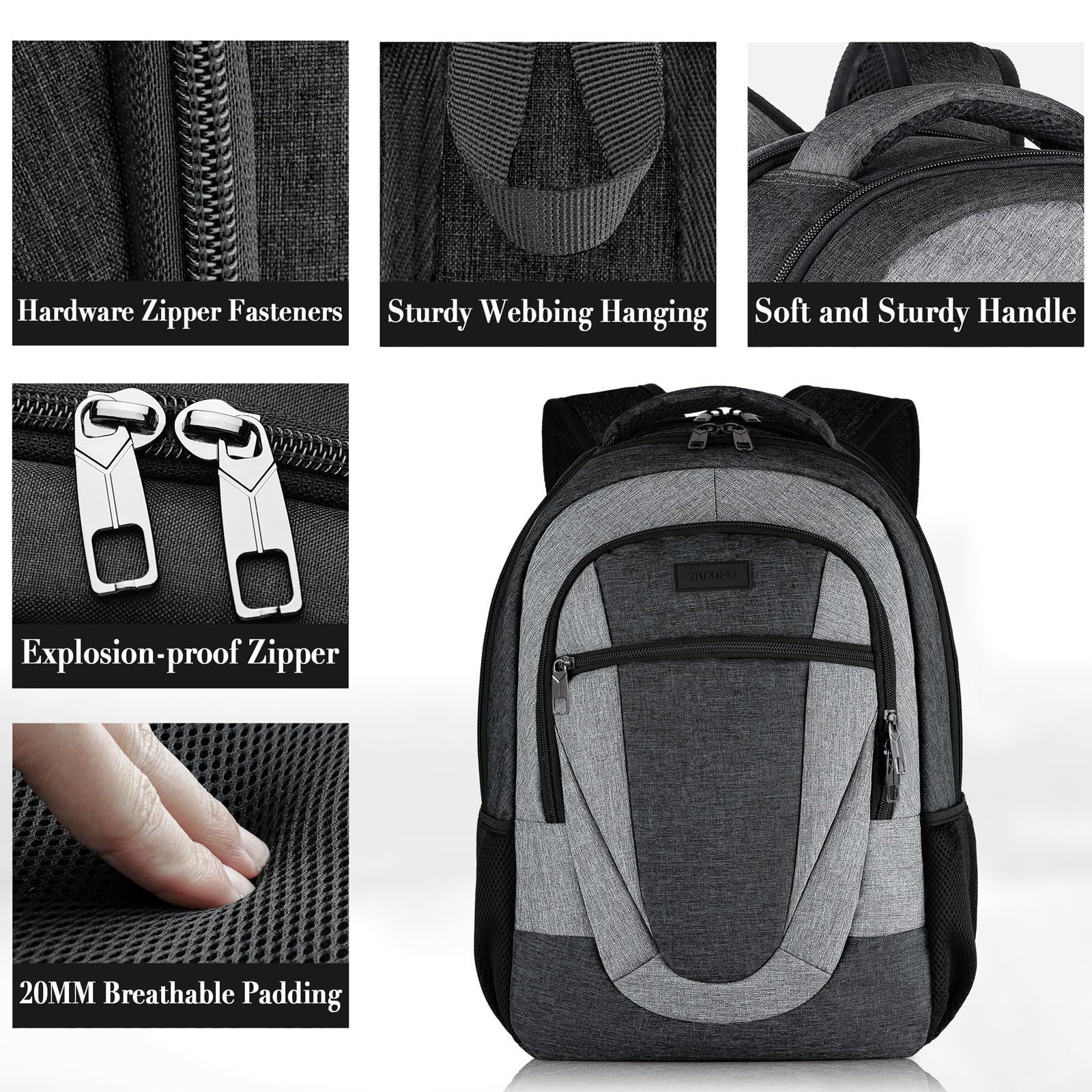 BIKROD Zaino per uomini e donne, zaino scolastico extra large per adolescenti, zaino resistente all'acqua, adatto per laptop da 17 pollici, borsa per computer robusta antifurto aziendale, idea regalo