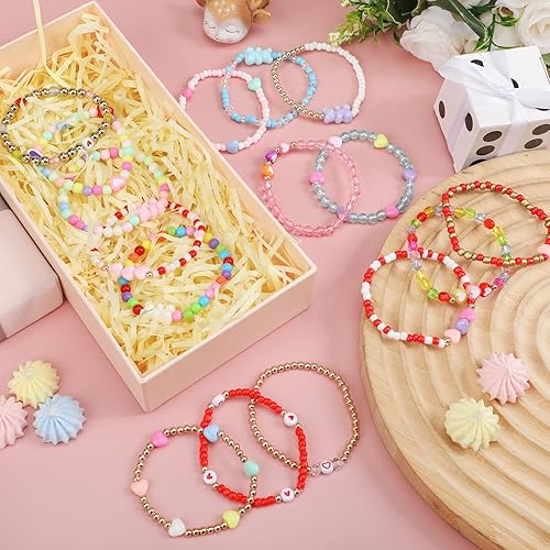 Miniatura 3 de Juego de 48 pulseras de la amistad coloridas para niños, pulseras de cuentas ajustables, lindas pulseras de amistad de princesa, juego de pulseras