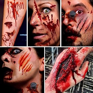 Tatouage Halloween,Tatouages Temporaires Halloween 100+ Pièces Autocollant Tatouage Zombi Cicatrice Blessure Horreur Réalistes Imperméable pour Costume Maquillage Props Halloween fête