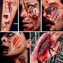 Halloween Tattoo, Halloween Temporary Tattoos 100+ Pieces Zombie Tattoo Sticker Scar, Realistic Wound Horror Waterproof for Costume Makeup Props Halloween Party