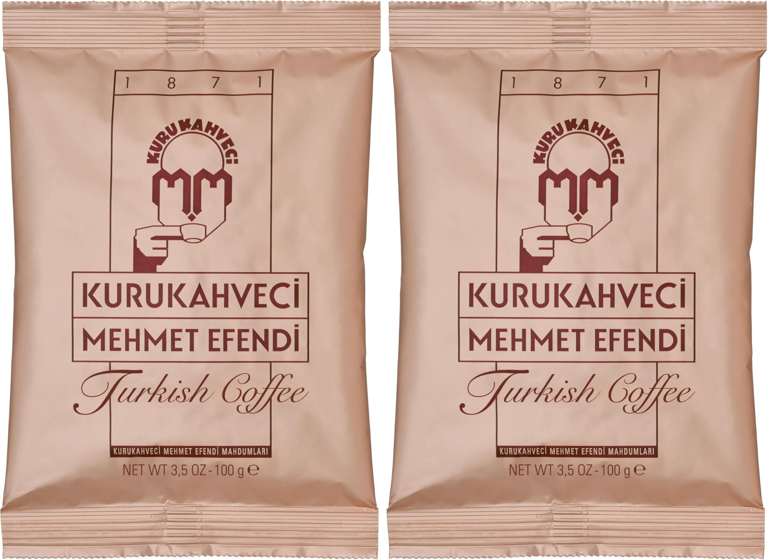 Turkish Coffee, Arabica Beans, Roasted Ground,Rich Aroma, Fresh, Medium to Heavy-bodied, Original Taste Since 1871 (3.52 OZ / 100 Gr) (Pack of 2)
