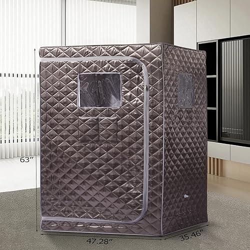 Miniatura 2 de Smartmak Sauna de vapor de tamaño completo, para una o dos personas, spa de gran espacio para el hogar, vaporizador de 4 L incluido-gris oscuro