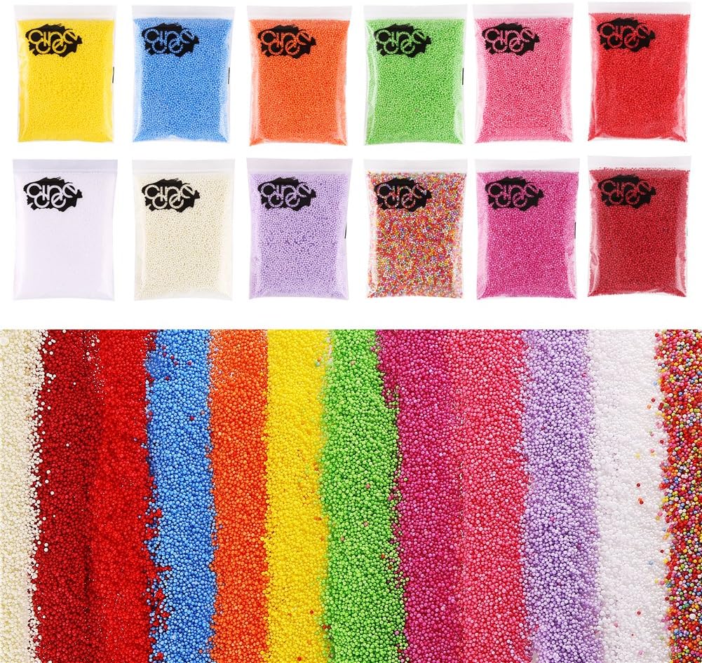 DECORA 240000 Pieces 2-3mm Mini Foam Balls Rainbow Foam Beads Decorative Slime Beads for Slime Doll Vase Filling 12 Pack