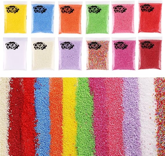 DECORA 240000 Pieces 2-3mm Mini Foam Balls Rainbow Foam Beads Decorative Slime Beads for Slime Doll Vase Filling 12 Pack