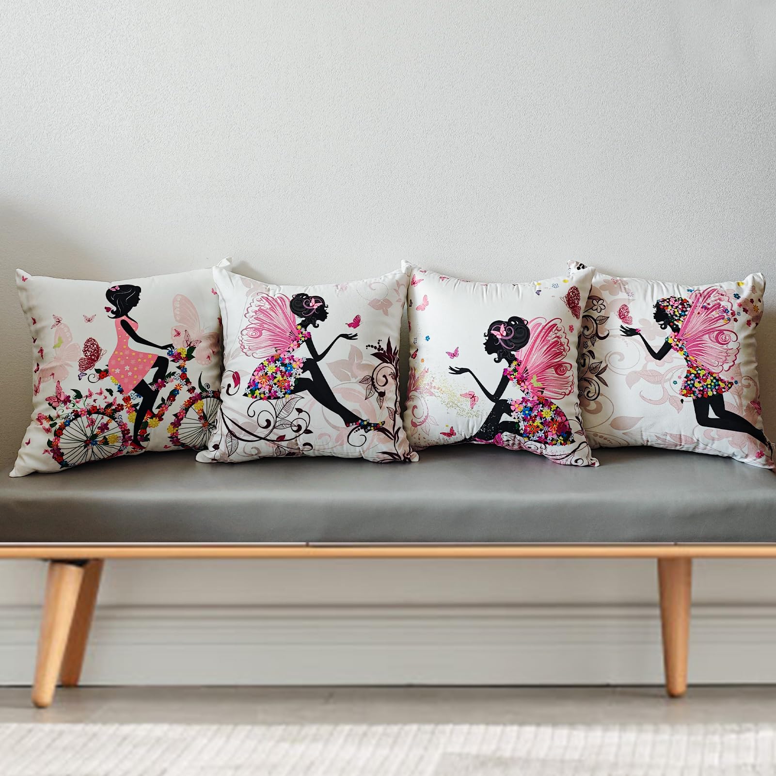 4 housses de coussin décoratives,douces,en velours côtelé,pour la décoration intérieure,45 x 45cm,4 Colors - Maison