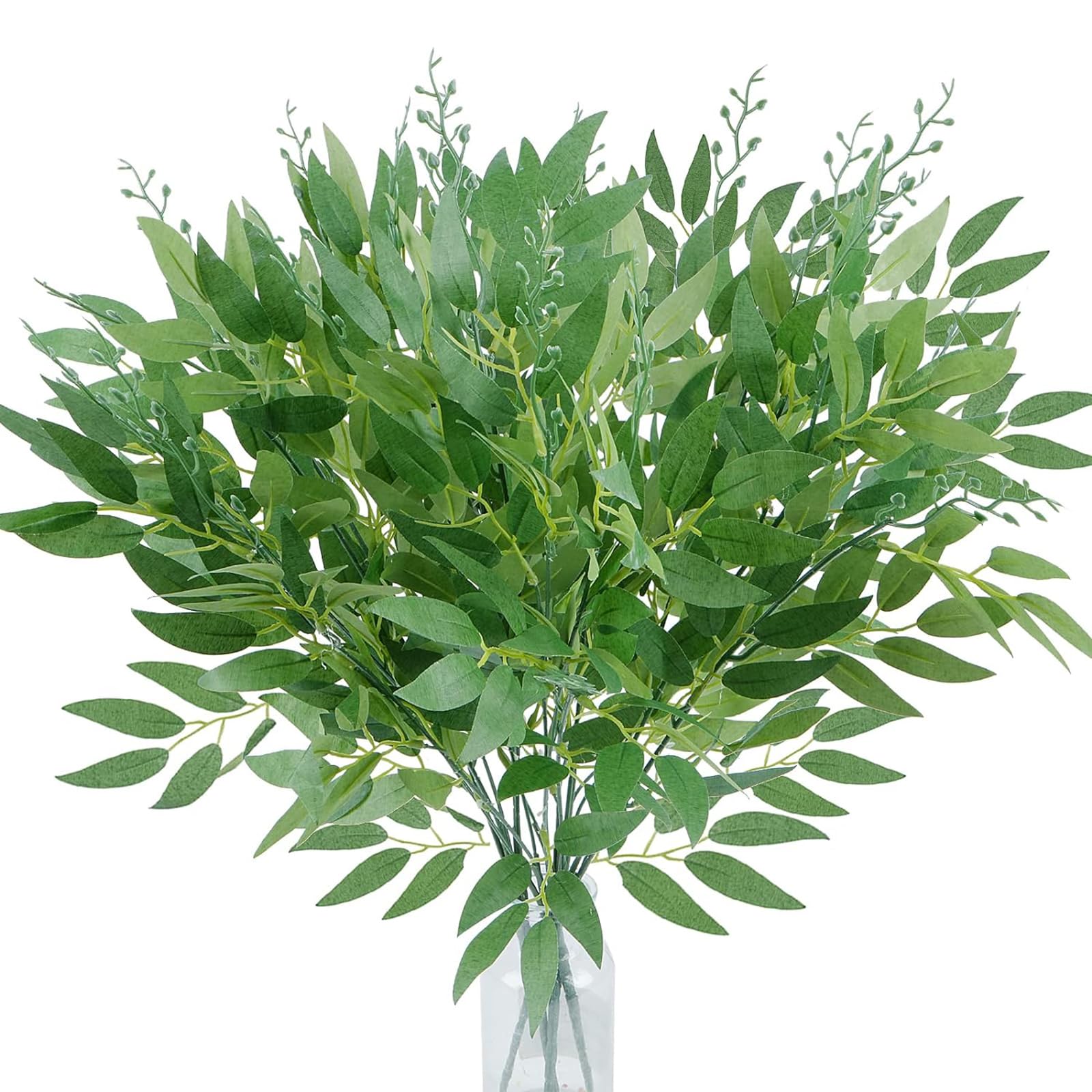 TAME 3 Bundles Italian Ruscus Greenery Stems,21.6in 55cm Artificial Green Leaf Willow Leaves Bouquet for Floral Arrangement Home Wedding Party Garden Farmhouse Table Centerpiece Decor