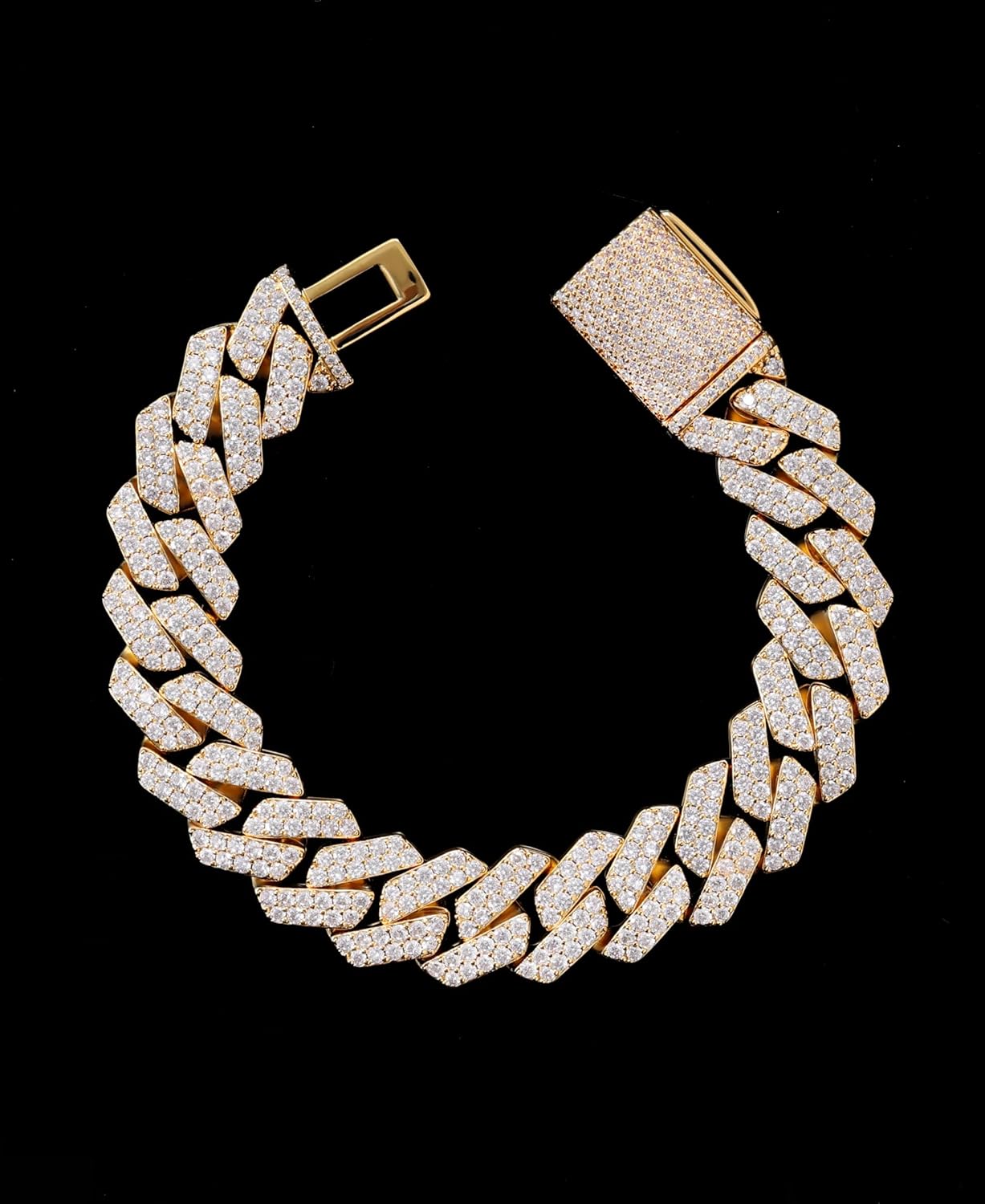 Lulu Mel Cuban Link Chain Mens Women Iced Out 14mm Miami Cubic Zirconia Cuban Necklace, Hip Hop 18K Gold Plated Diamond Heavy Cuban Link Bracelet Rapper Chains - Image 3