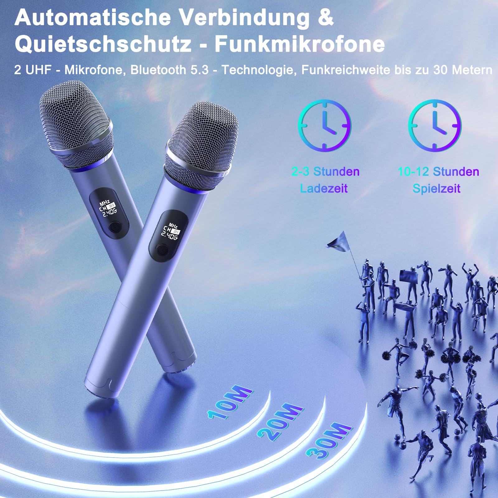JYX Karaoke Maschine, Karaoke Anlage Mit 2 Mikrofonen, Tragbarer Bluetooth Lautsprecher Mit RGB Licht, Karaoke Box Karaoke Set, PA System Für Erwachsene, Party Box, Unterstützt TF/USB, AUX, FM, TWS