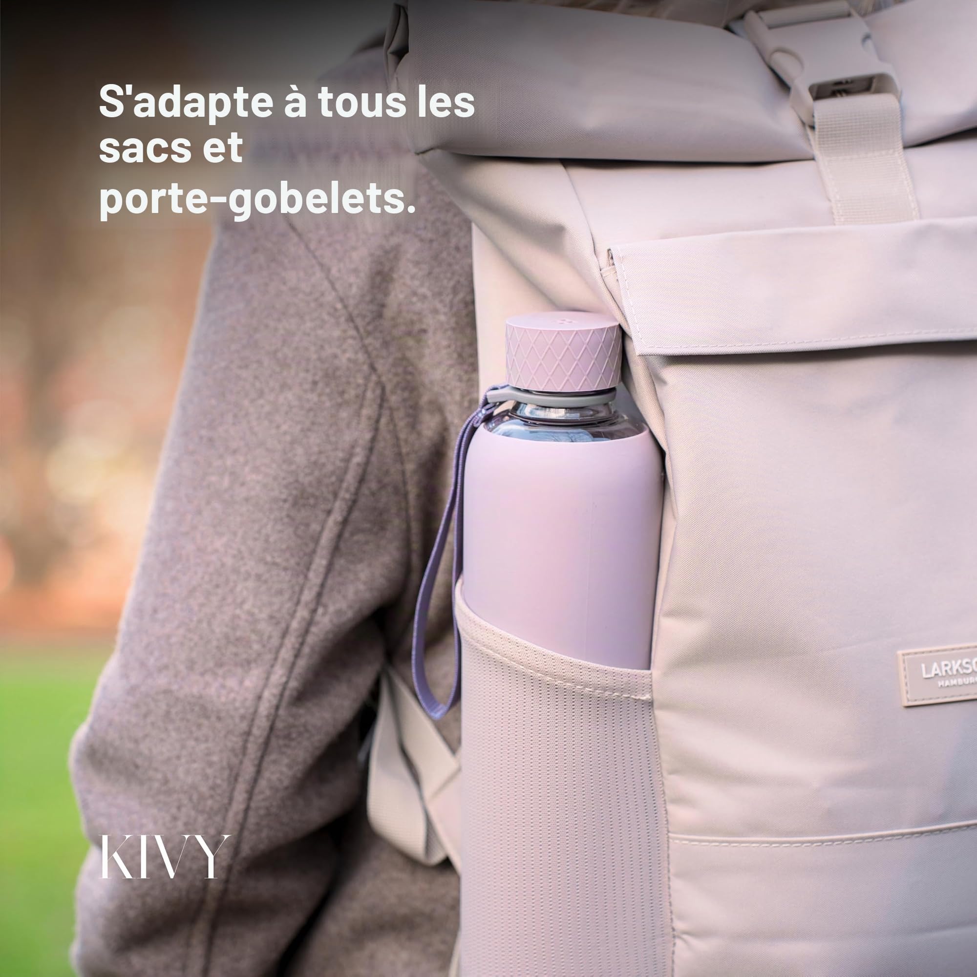 KIVY Gourde en verre de 1 l avec protection en silicone - Convient pour les