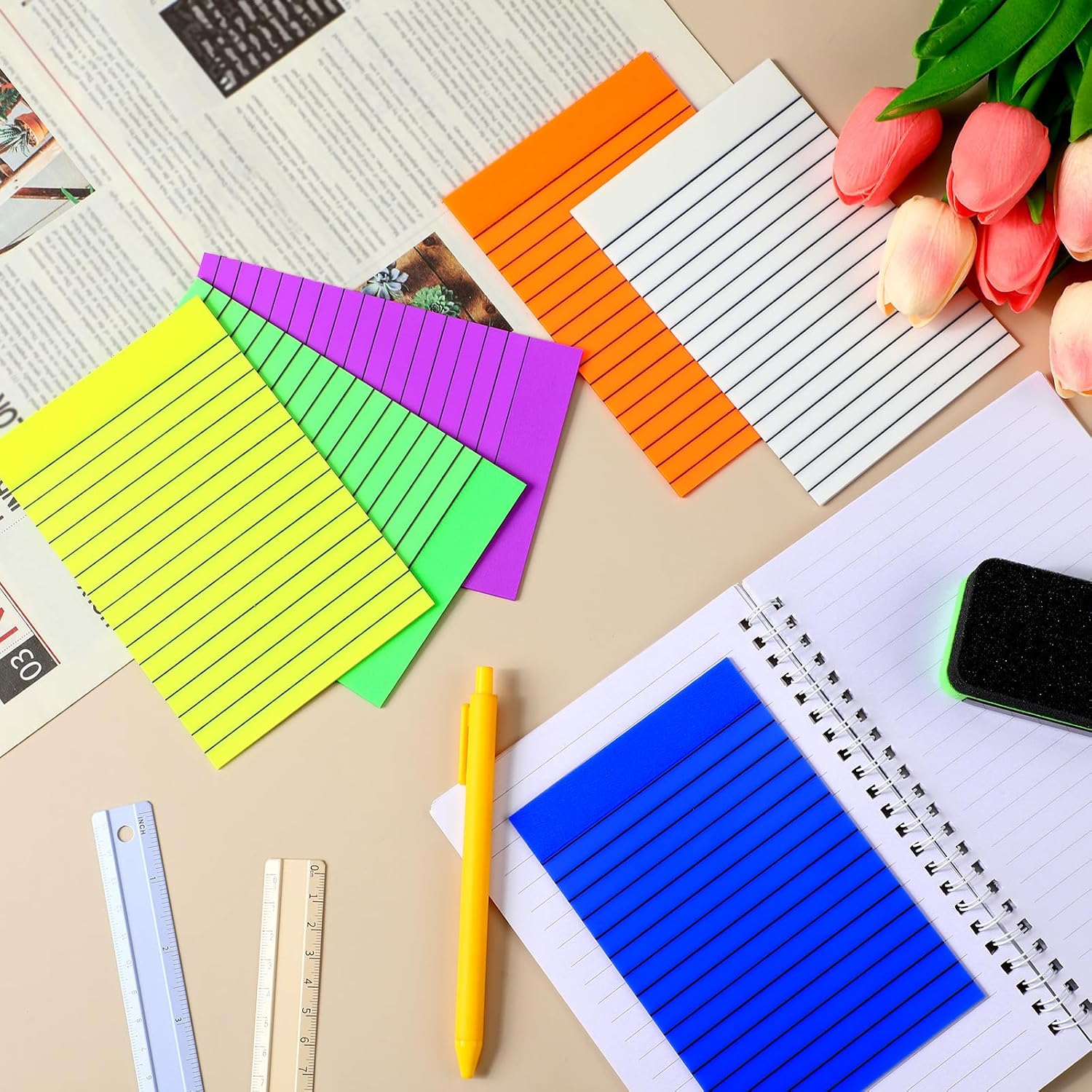 Yinder 6 Pack Colored Transparent Sticky Notes Translucent, Bright Color image 3