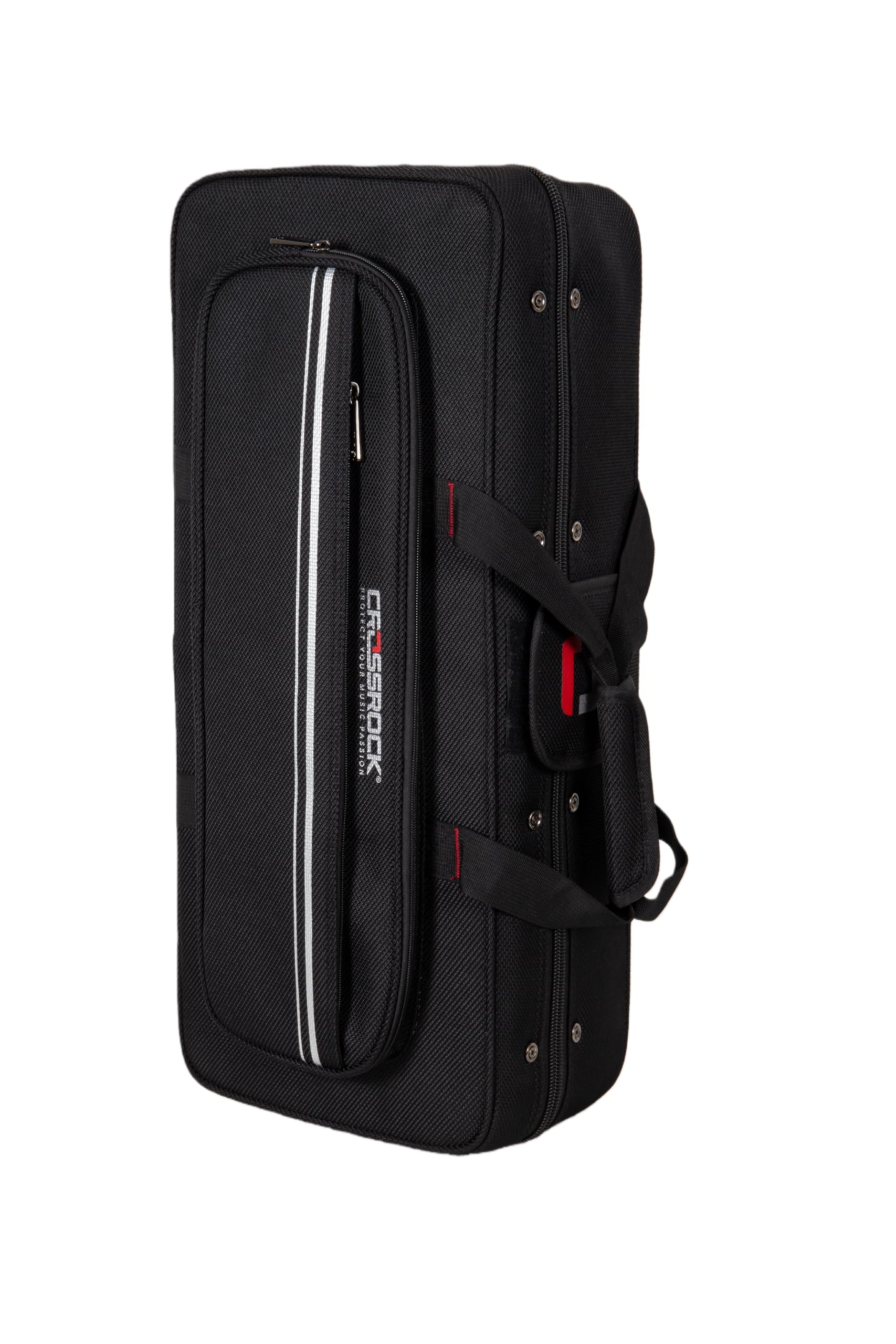 Crossrock Funda de espuma para saxofón alto | Bolsa ligera negra con tela moderna, interior de felpa y compartimentos de almacenamiento (CRP300ASBK-R)