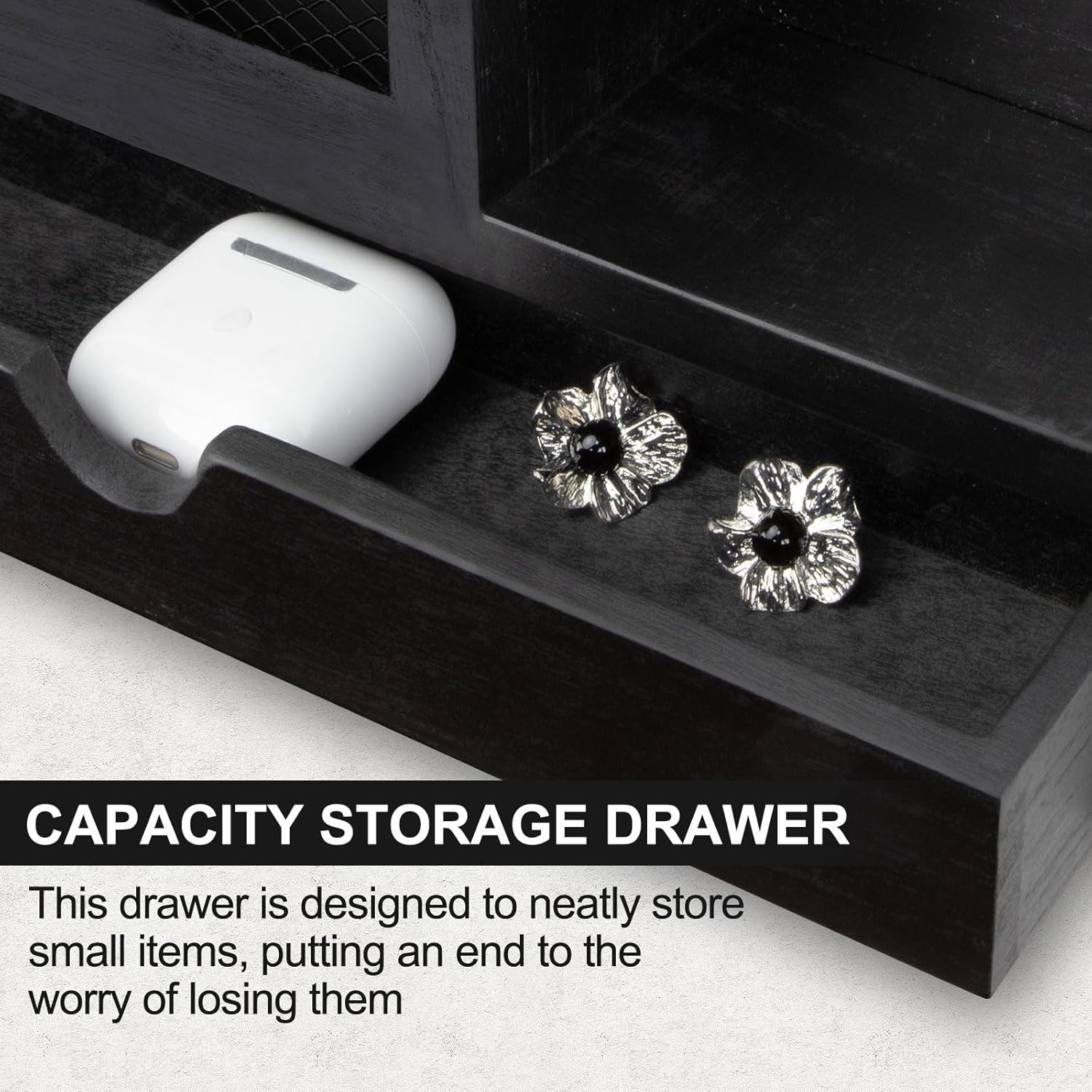 Key Holder Wall Mount, Key Holder for Wall with 5 Key Hooks and Storage Drawer Mail Organizer for Entryway Living Room Farmhouse Home Decor