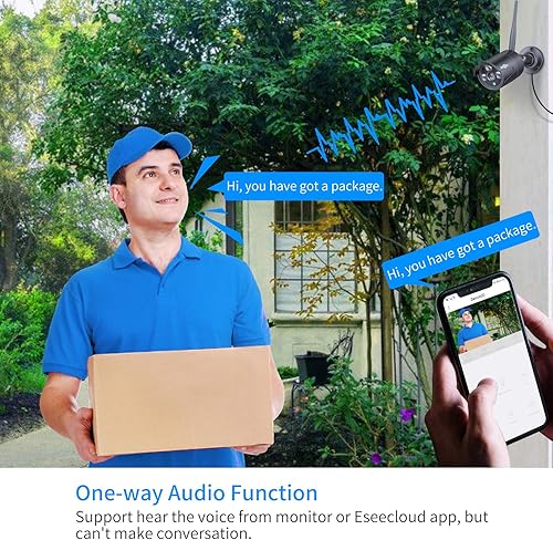 Miniatura 6 de Hiseeu Sistema de cámara de seguridad inalámbrica negra 10 canales 5 MP NVR 10 cámaras de vigilancia WiFi para exteriores e interiores de 3 MP con