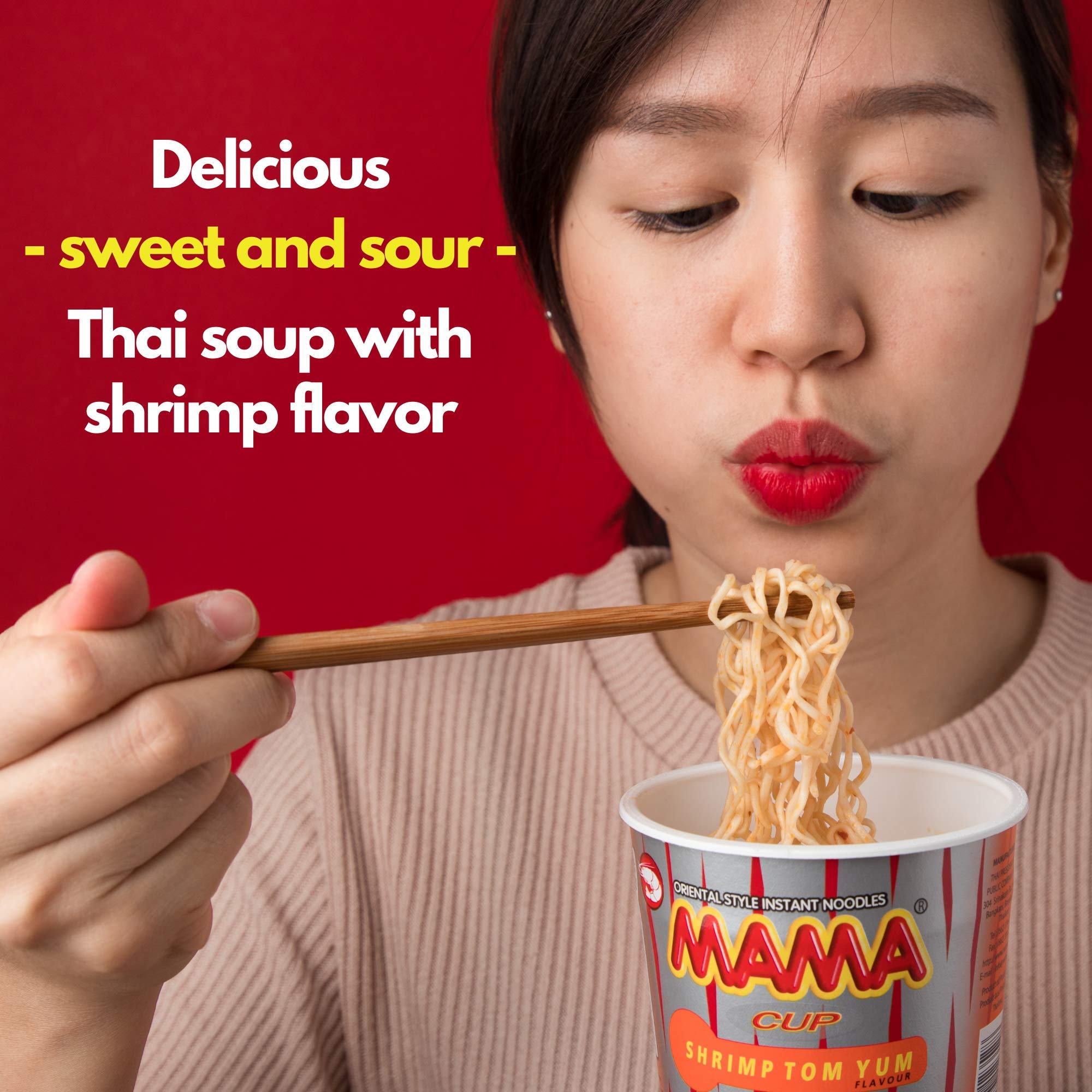 MAMA Noodles SHRIMP TOM YUM Instant Cup of Noodles w/ Delicious Thai