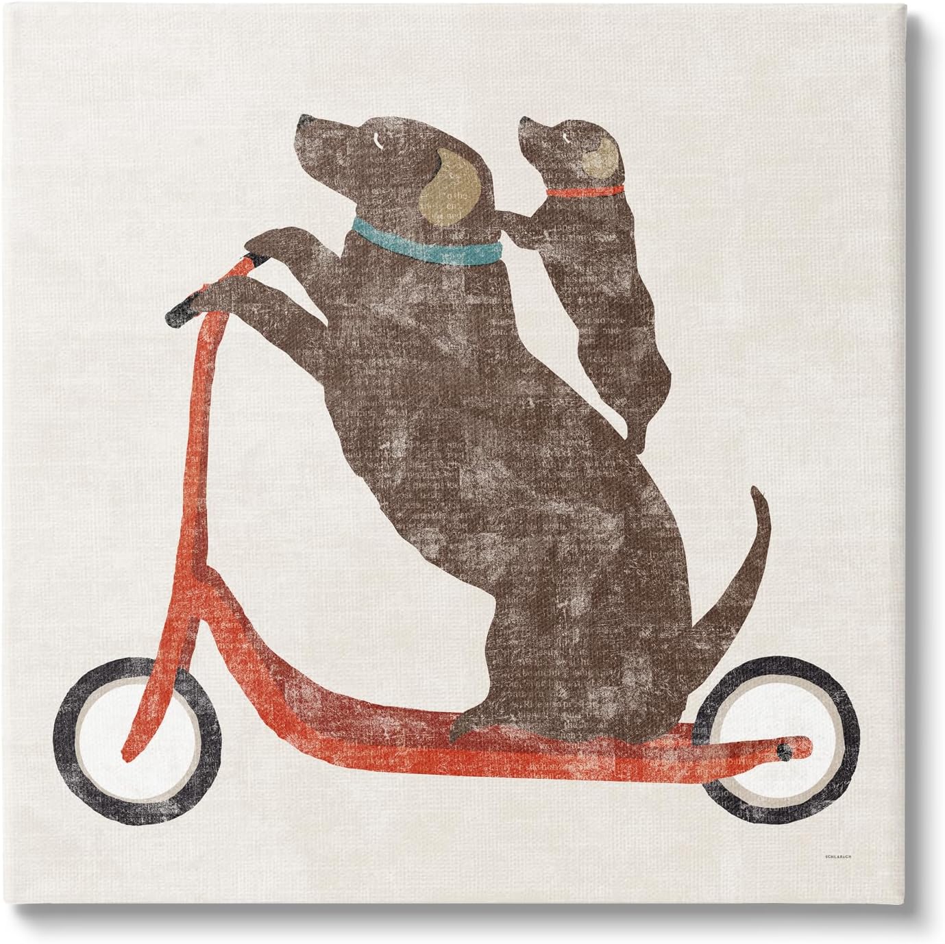 Stupell Industries Red Scooter Dogs Duo Canvas Wall Art Design by Sue Schlabach