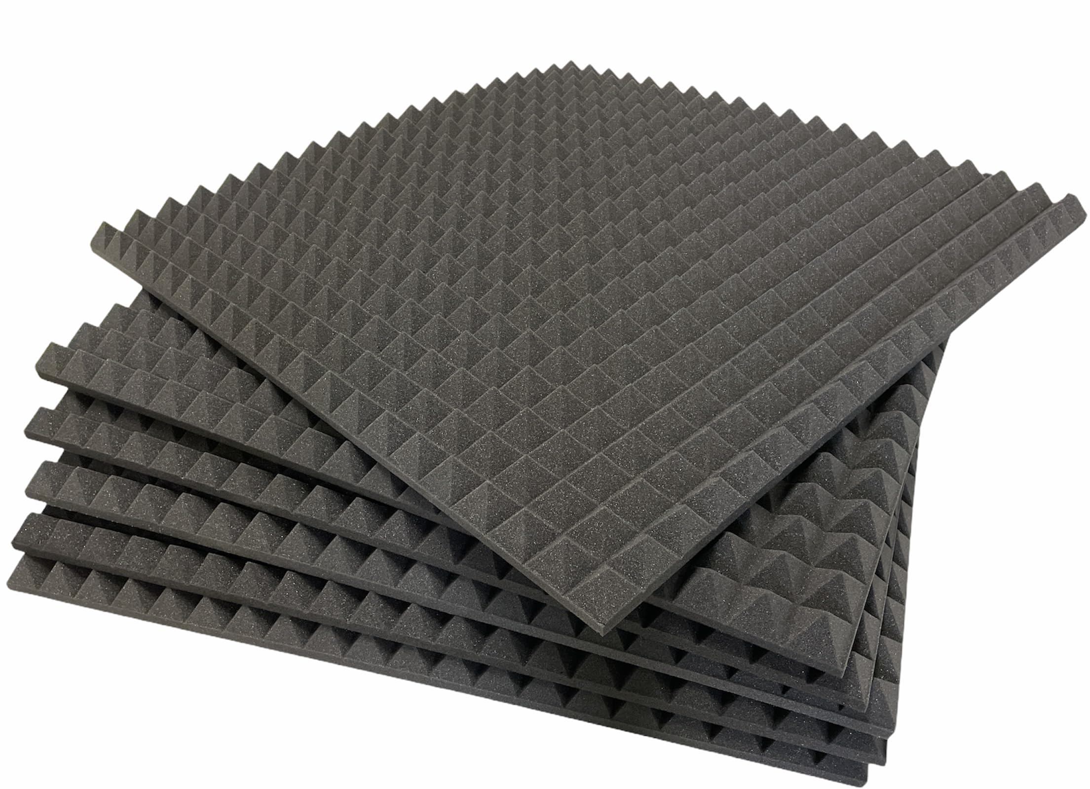 Pannello fonoassorbente 5,​5 Cm piramidale per correzione audio in poliuretano (50x50x5,​5, Antracite classico) insonorizzanti isolamento acustico isolante per udito