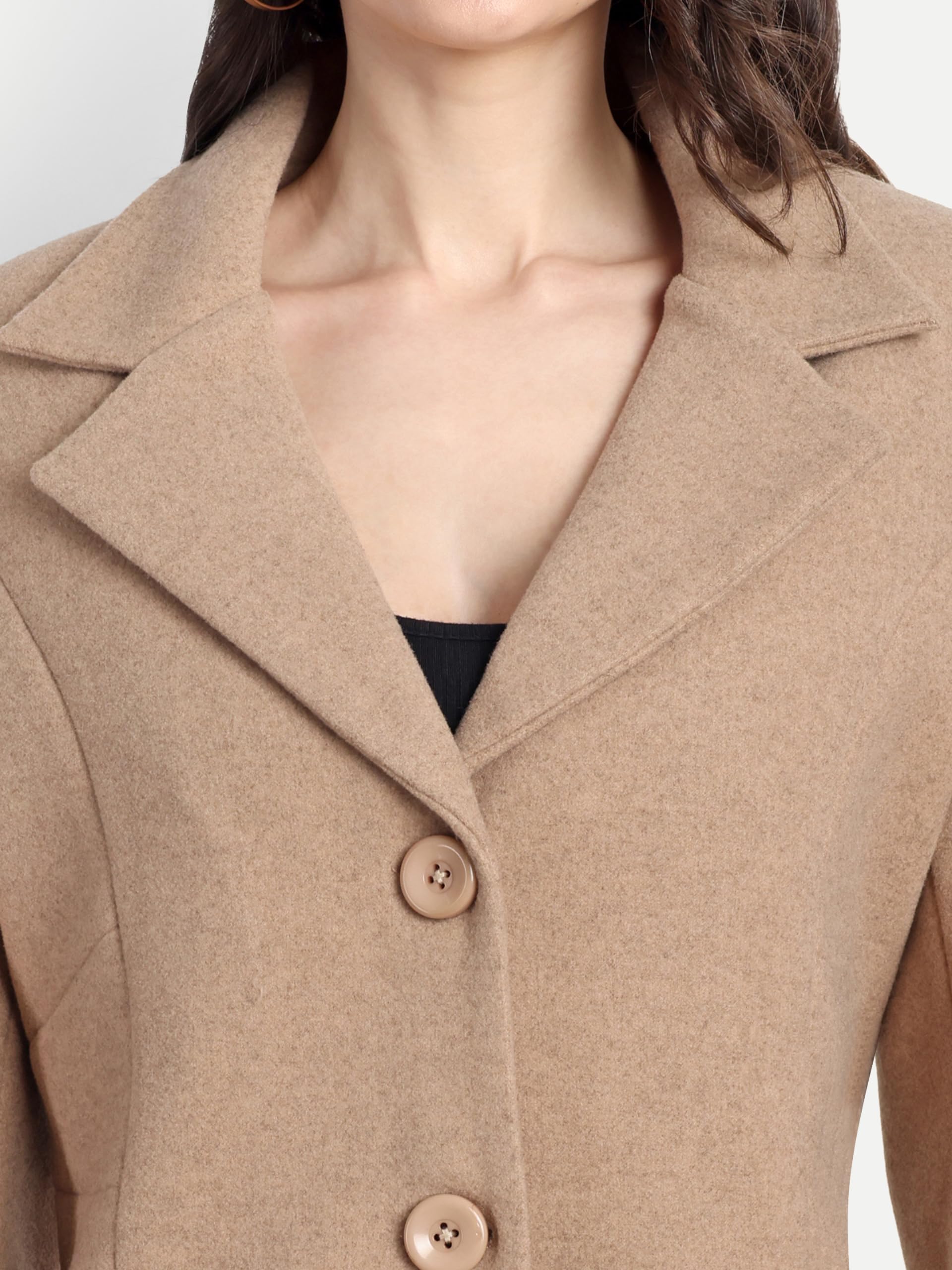 HAUTEMODA Women's Winter Coat Trench Long Sleeves Over Coat With Pocket single Breasted (IN, Alpha, L, Camel-Brown) 4