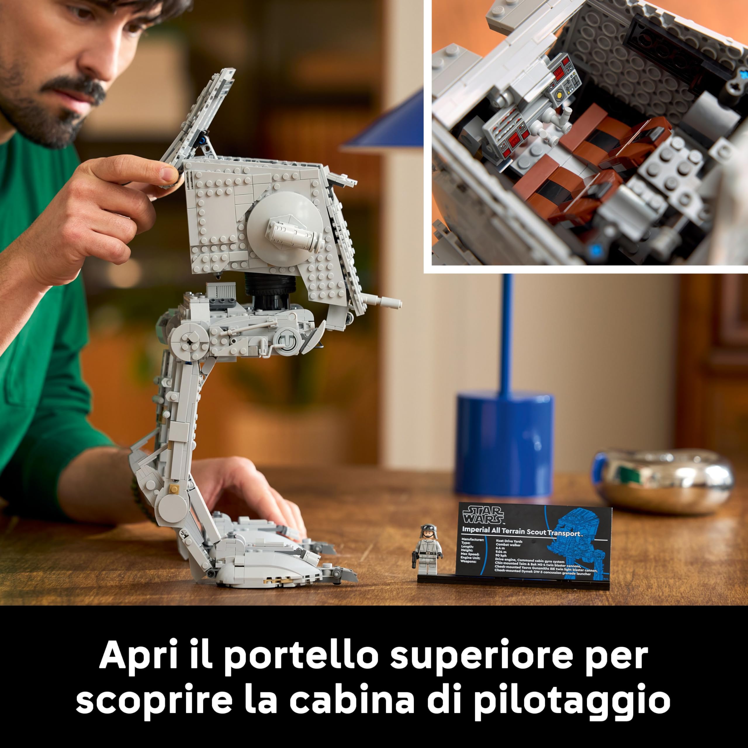 LEGO Star Wars 75417 Walker AT-ST - Set da Costruire per Adulti - Kit di Modellismo UCS da Esposizione con Minifigure e Targa Informativa - Regalo da Collezione per i Fan