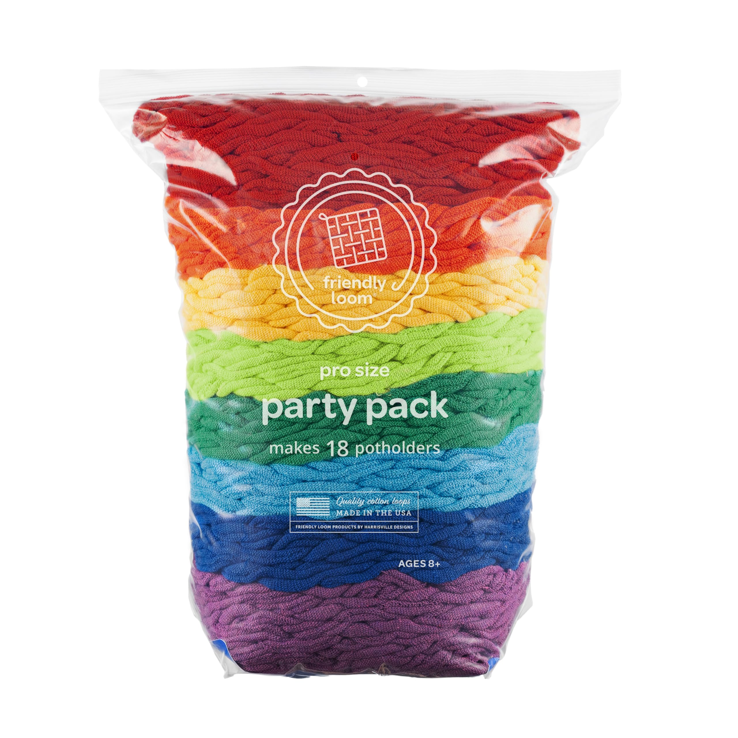 Friendly Loom Quality Cotton Weaving Loops in Rainbow Colors – 10” PRO Size | Weave 18 Functional Potholders | Made in The USA