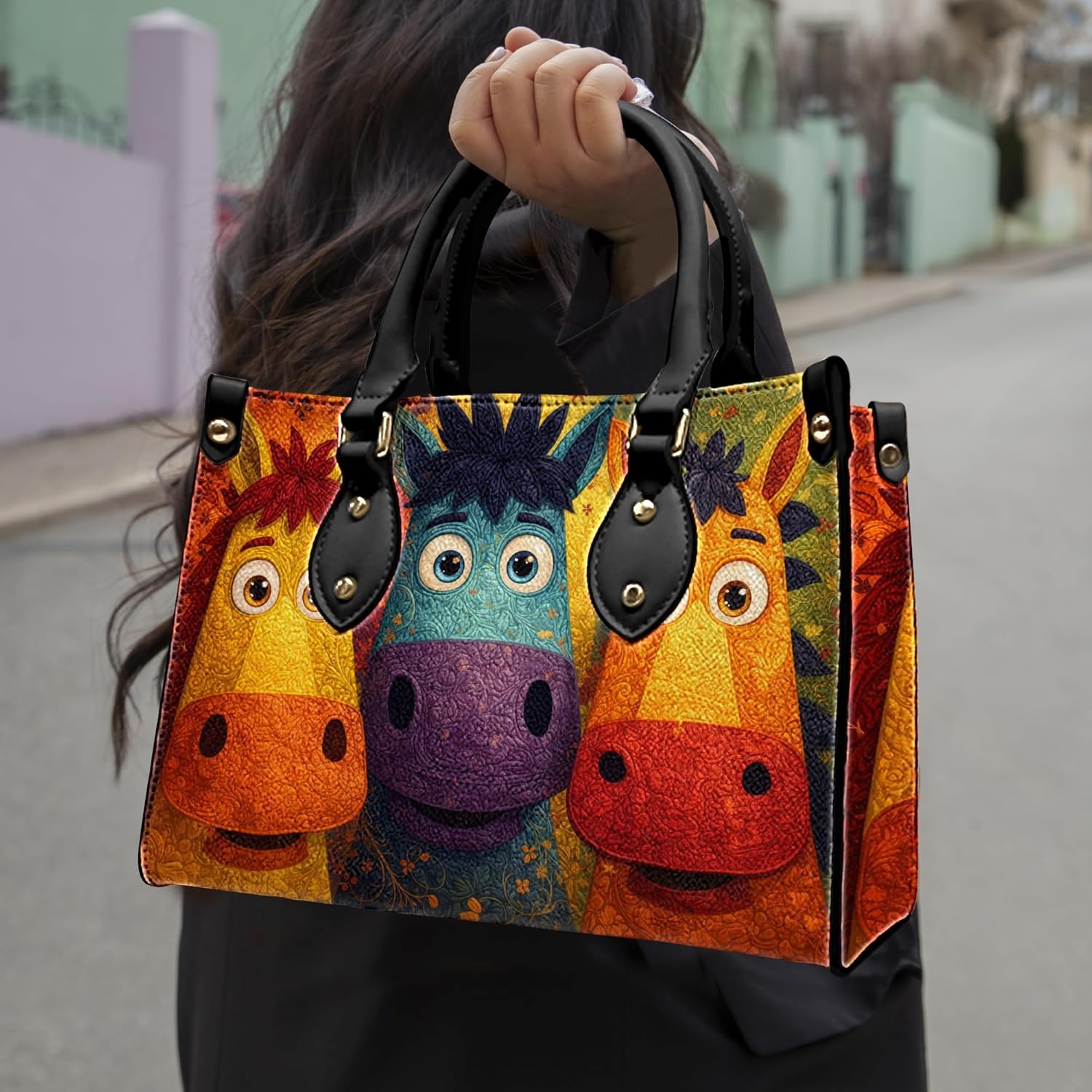 Artistic Animal Illustration Leather Handbag Collection with Matching Purse, Vintage Art Tote Gift for Women - Image 2