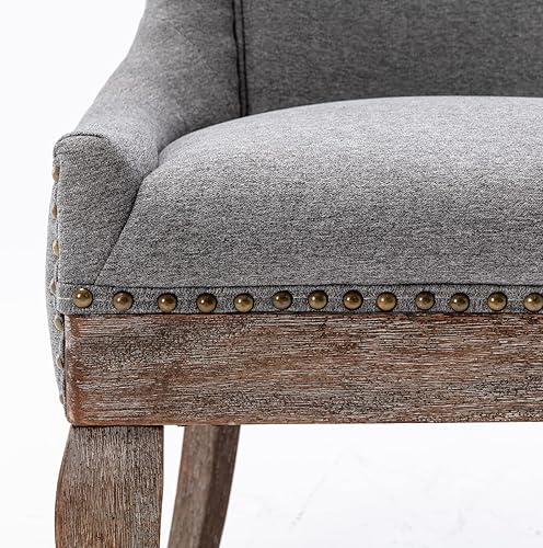 Miniatura 9 de Dining Chairs and Table & Chair Sets, Ultra Side Dining Chair with Thickened Fabric Upholstery and Solid Wood Legs, Bronze Nail Head Trim, Set of 2