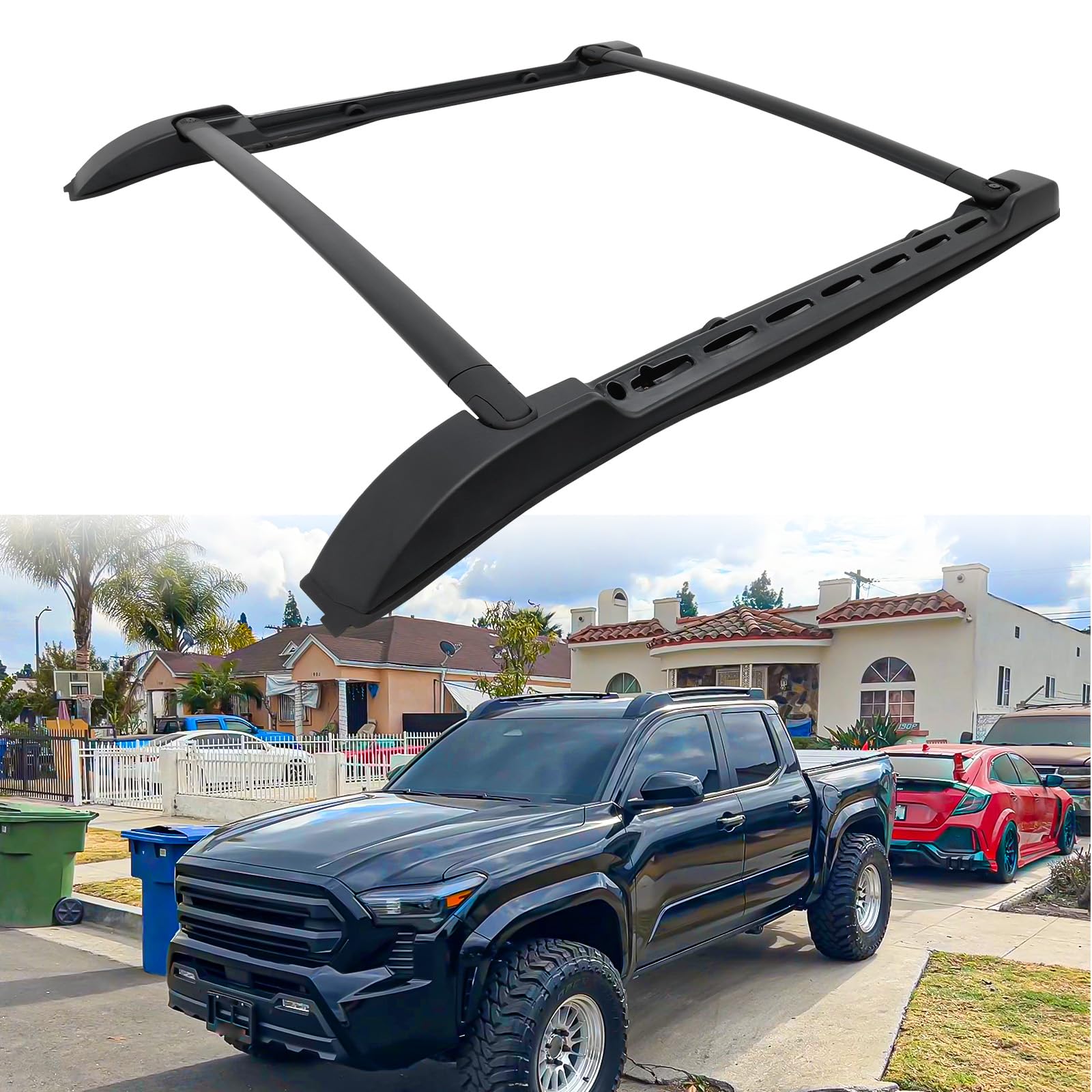 Roof Rack Rails Cross Bars Fit for 2024-2026 Toyota Tacoma Double Cab Aluminum Cargo Bars Cargo Rack Crossbars Luggage Carrier, for Loading Kayak Snowboard Bike Rooftop Accessories