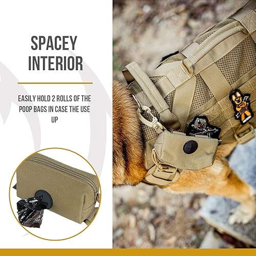 Miniatura 4 de OneTigris Bolsa para excrementos para perros, con cremallera, bolsa de basura para perros, accesorio de correa para caminar, entrenamiento, correr,