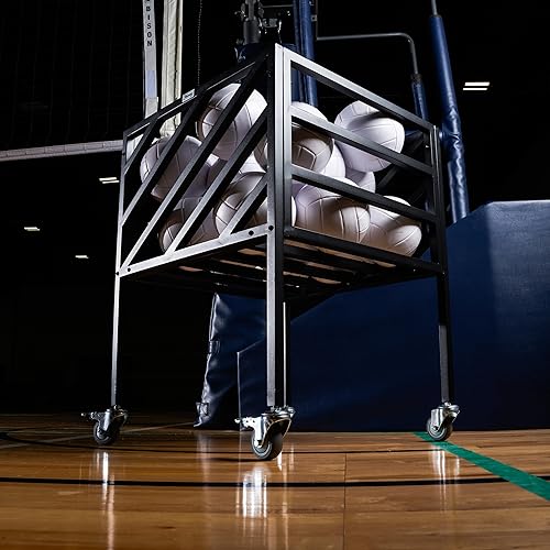 Miniatura 8 de Murray Sporting Goods Carrito de voleibol portátil premium Carrito de almacenamiento de metal de voleibol negro con ruedas